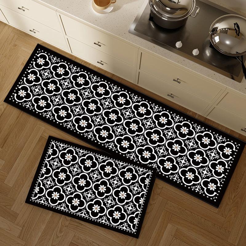 Retro Printed Rug Long Strip Kitchen Floor Mat  Non Slip Mats Water Absorption Door Foot Pad Bathroom Entrance Bath Mat Carpet