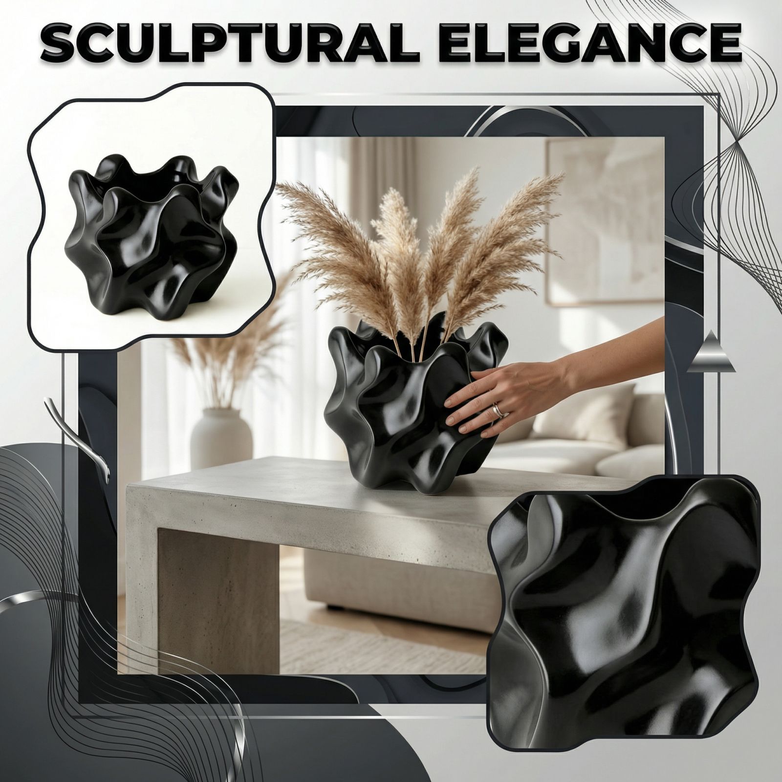

3D-печатные вазы, украшения, модели для рукоделия, ювелирные изделия ручной работы One Size чёрный