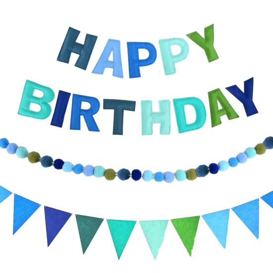 Pre-Strung Happy Birthday Banner Reusable Felt HAPPY BIRTHDAY Garland Colorful Rainbow