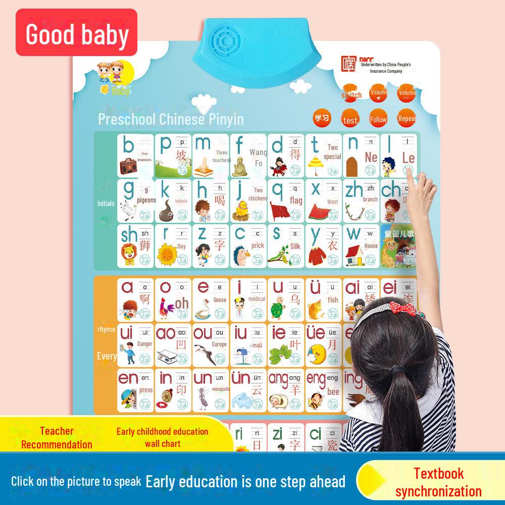 Children's Educational Audio Wall Chart for Learning Pinyin and Counting