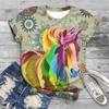 New Women T-Shirts Horse 3D Print Women's Round Neck Short Sleeve T Shirt Animal Graphic Tees Harajuku Y2K Tops Female Clothing