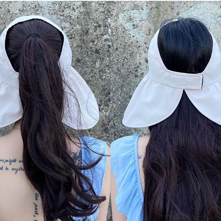 Vinyl Empty Top Sun Hat Women's Summer Sun Protection Hat UV Protection Face Bucket Hat Foldable Adjustment