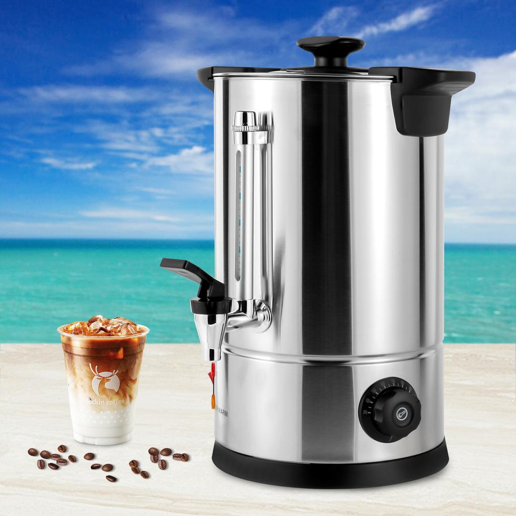 8L Commercial Electric Hot Water Boiler Coffee Urn Stainless Steel Tea Dispenser 30-110C Keep Warm Catering Buffet