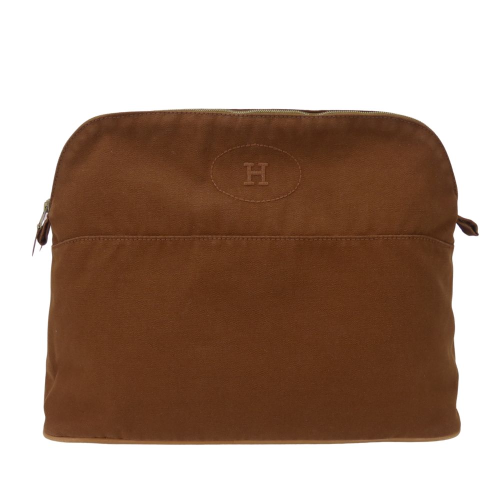 Used HERMES Pouch Bored Pouch TGM Cotton Brown Brown Accessory Case