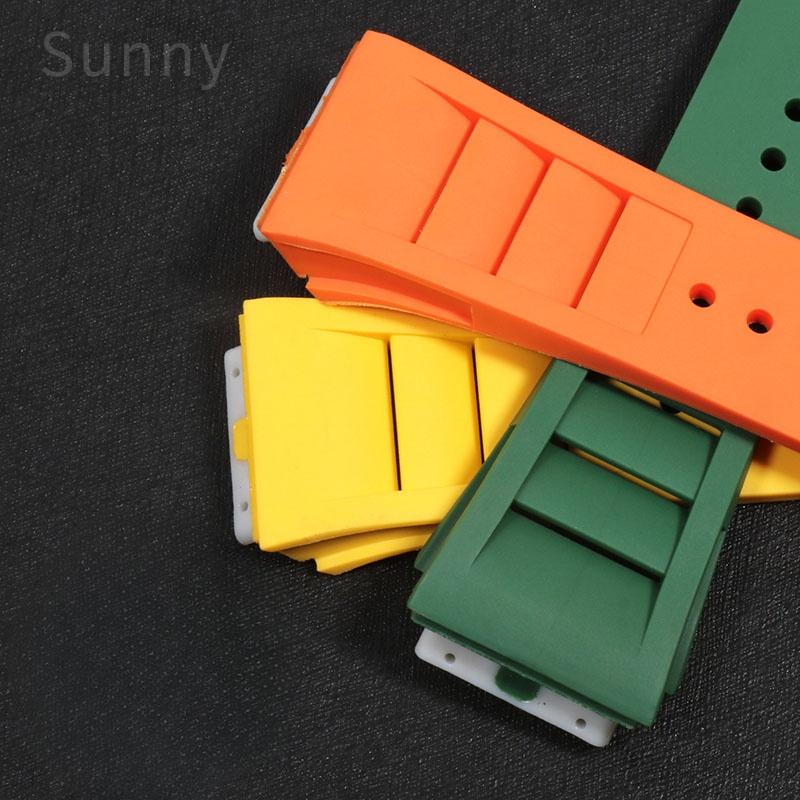 Silicone Watch Strap for Richard Mille Male Raised Waterproof Sweatproof Mouth Rubber Watch Band Accessories 25mm Wristband