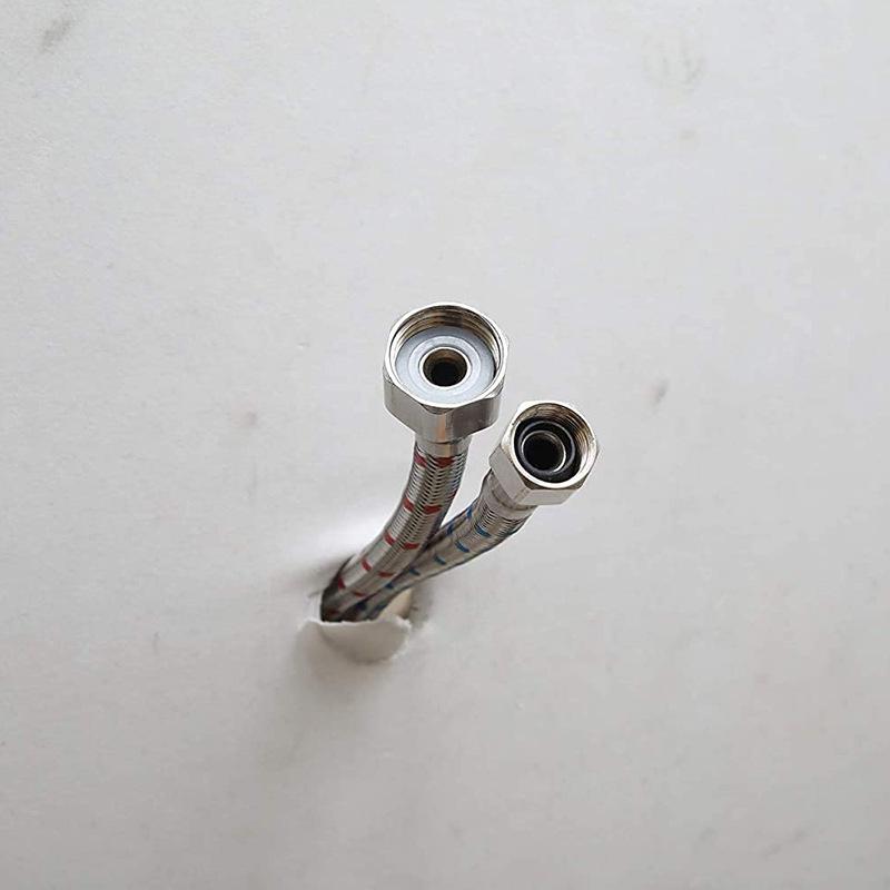 Tubo Flessibile per Rubinetto da 60 cm per Acqua Calda e Fredda, Rosso/Blu, US 9/16, Cina 1/2, Europa 3/8