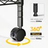 JHK 3-5 Tier Grid Storage Bookshelf with Lockable Wheels Mobile Metallic Shelving Rack Heavy Duty Standing Shelf for Home
