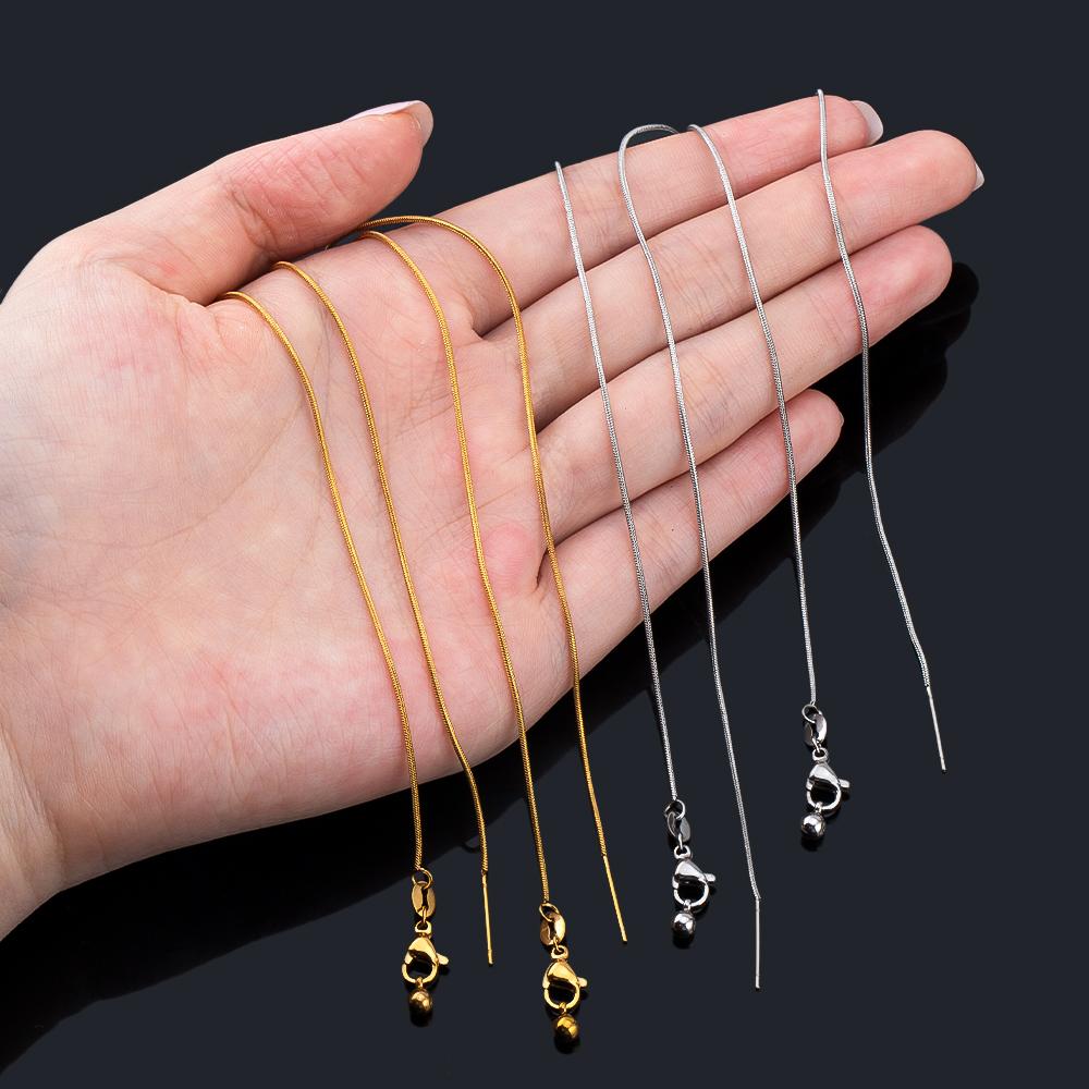 5pcs 1pc Stainless Steel Round Snake Chain Lobster Clasp Adjustable Stick with Silicon Bead Necklace Part Fashion Jewelry Making