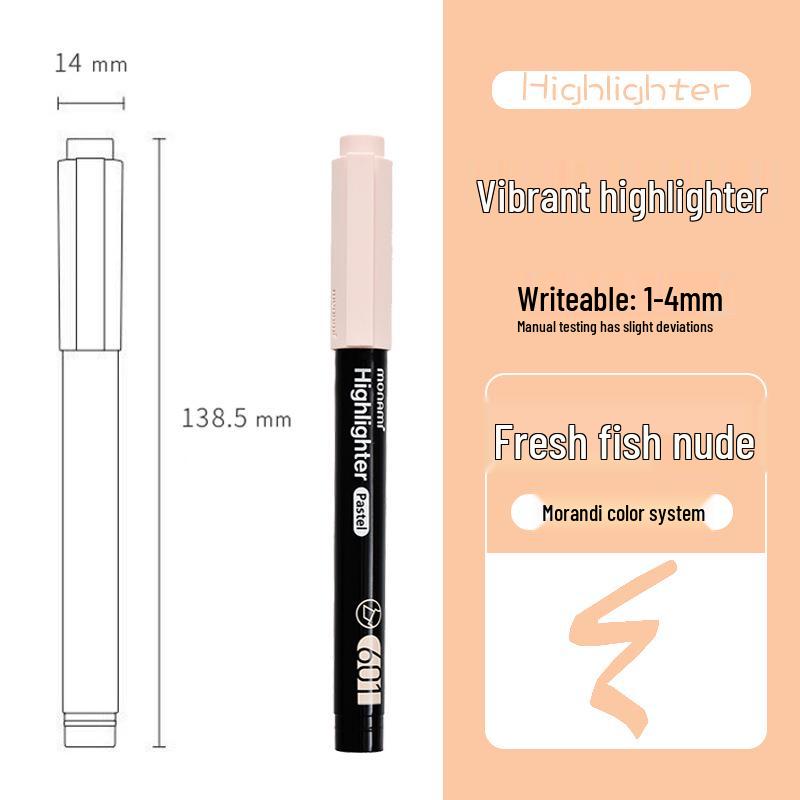 Monami 601 Korean Fluorescent Marker Pens, 12 Colors, Large Capacity, Creative Design (06021)