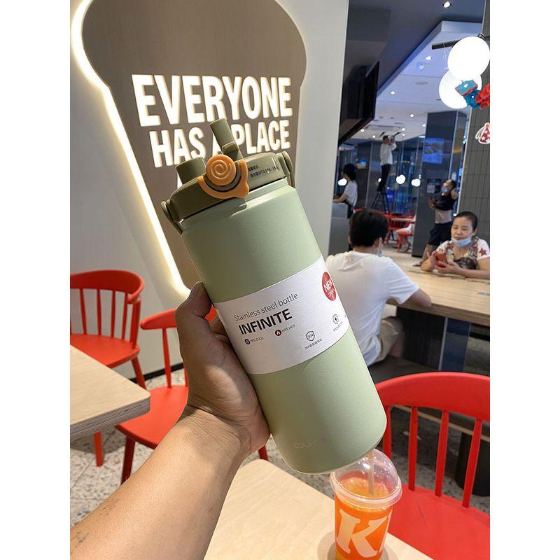 316 Stainless Steel Student Straw Water Cup, Popular Large-Capacity Thermos Cup, Outdoor Fitness Travel Water Bottle for Men and Women