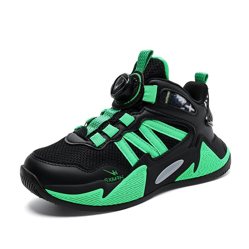 Boys basketball shoes 2025 autumn new shock absorption children's student sports shoes medium older children's knob basketball shoes girls
