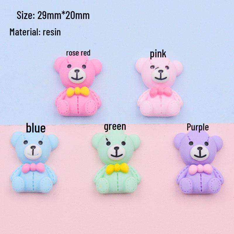 Colorful Resin Bow Bear Charm Earrings & Keychain Pendants