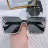 Integrated Sunglasses, Personalized Rimless Glasses, Large Frame One-Piece Diamond-Encrusted Sunglasses For Women