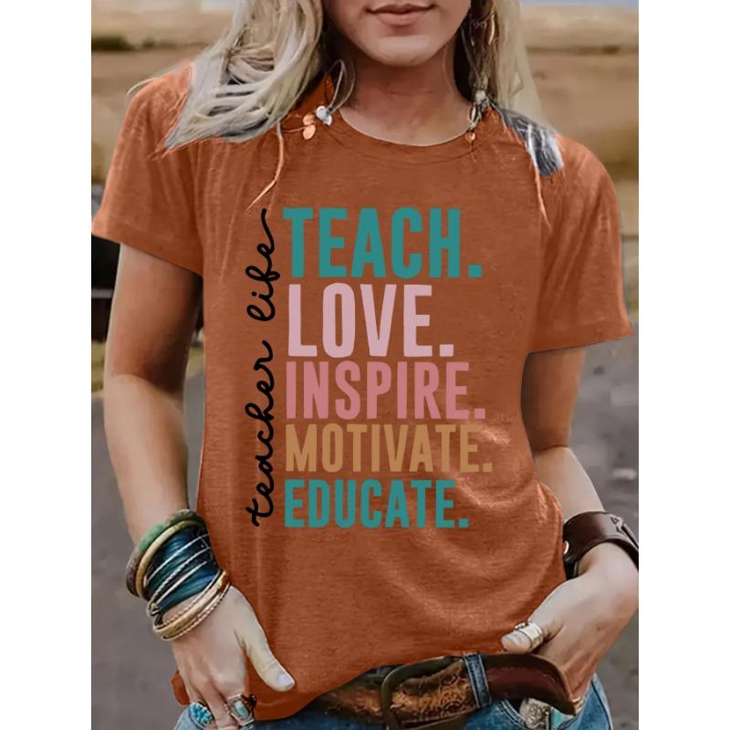 Sommar Tryckt Rundhalsad Pullover Kortärmad Dam T-shirt