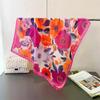 Luxury Floral Printed Square Scarf For Women Imitation Silk Scarves Bandanas Hijab Neckerchief Elegant Shawl Wraps