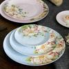 Bone China Dinner Plate Set of 3 Floral Serving Dishes for Wedding Restaurant Home