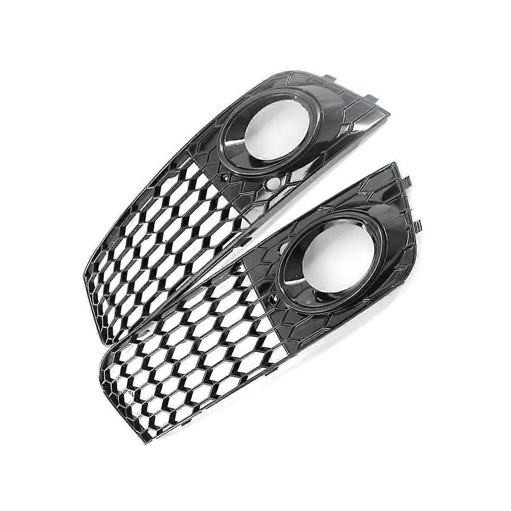 Mesh Fog Light Frame Fog Lamp Grille For A4 B8 Rs4 2009-2012 Glossy Black 8kd807682 8kd807681 Y