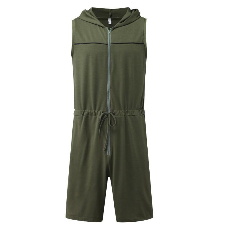 Men's New Casual Jumpsuit Men's Hooded Outerwear Sporty Sexy Jumpsuit