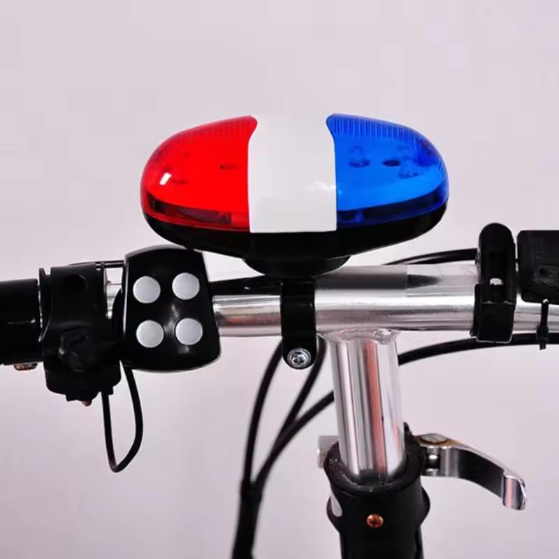 6 LED Bike Police Front Light Warning Siren Cycling Electric Horn Bell Bicycle Lamp Electronic Horn Riding Accessories