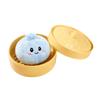 Plush Steamed Bun Keychain with Steamer Basket, Cute Soft Doll Toy for Bags and Keys