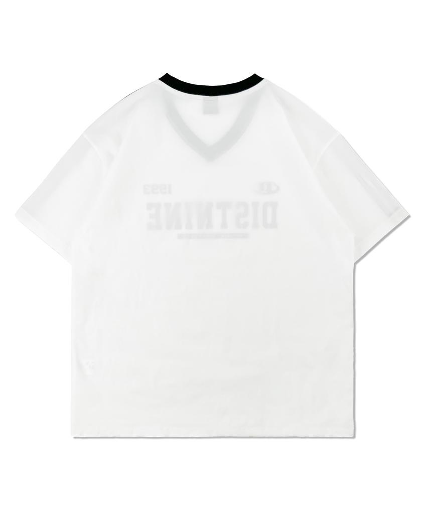 DISTN9NE Sporty Color Block V-Neck Short Sleeve T-Shirt Lq2Tu268_White