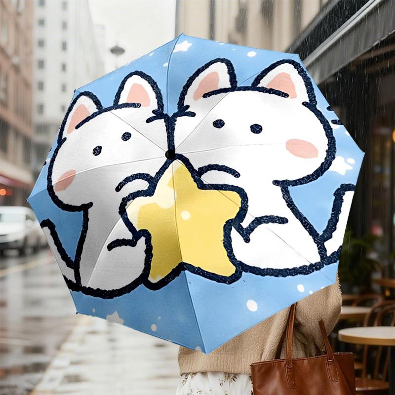 Entzückender Katze Sternenhimmel Regenschirm: Automatisches Öffnen & Schließen, Outdoor-Reiseaccessoire, Perfektes Geschenk 122