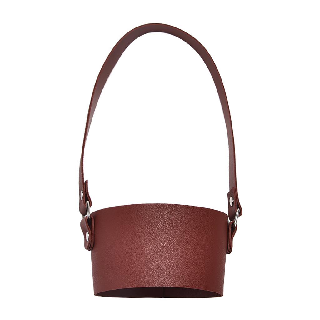 Fashion Cup Holder with Decorative Chain PU Cup Sleeve for Hot Drinks Beverage Cup Bag with Handle Bottle Sleeve Bag