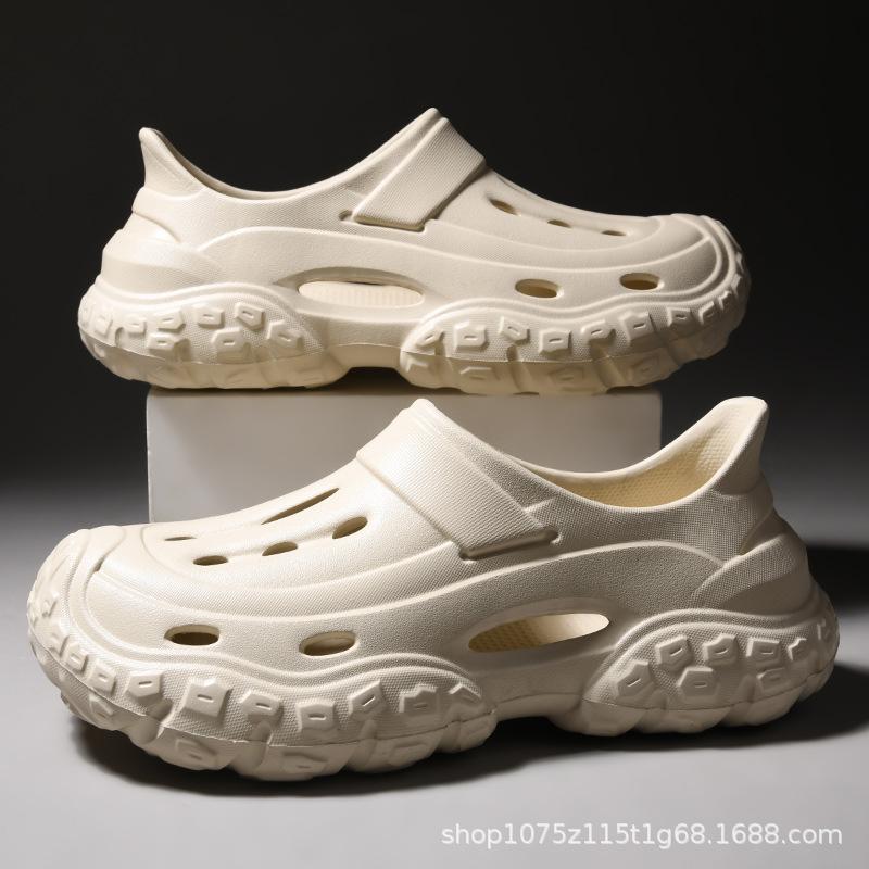 Summer New Outer Wear Non-slip Breathable Thick-soled Bag Head Slippers Casual Seaside Beach Sandals Hole Shoes Men