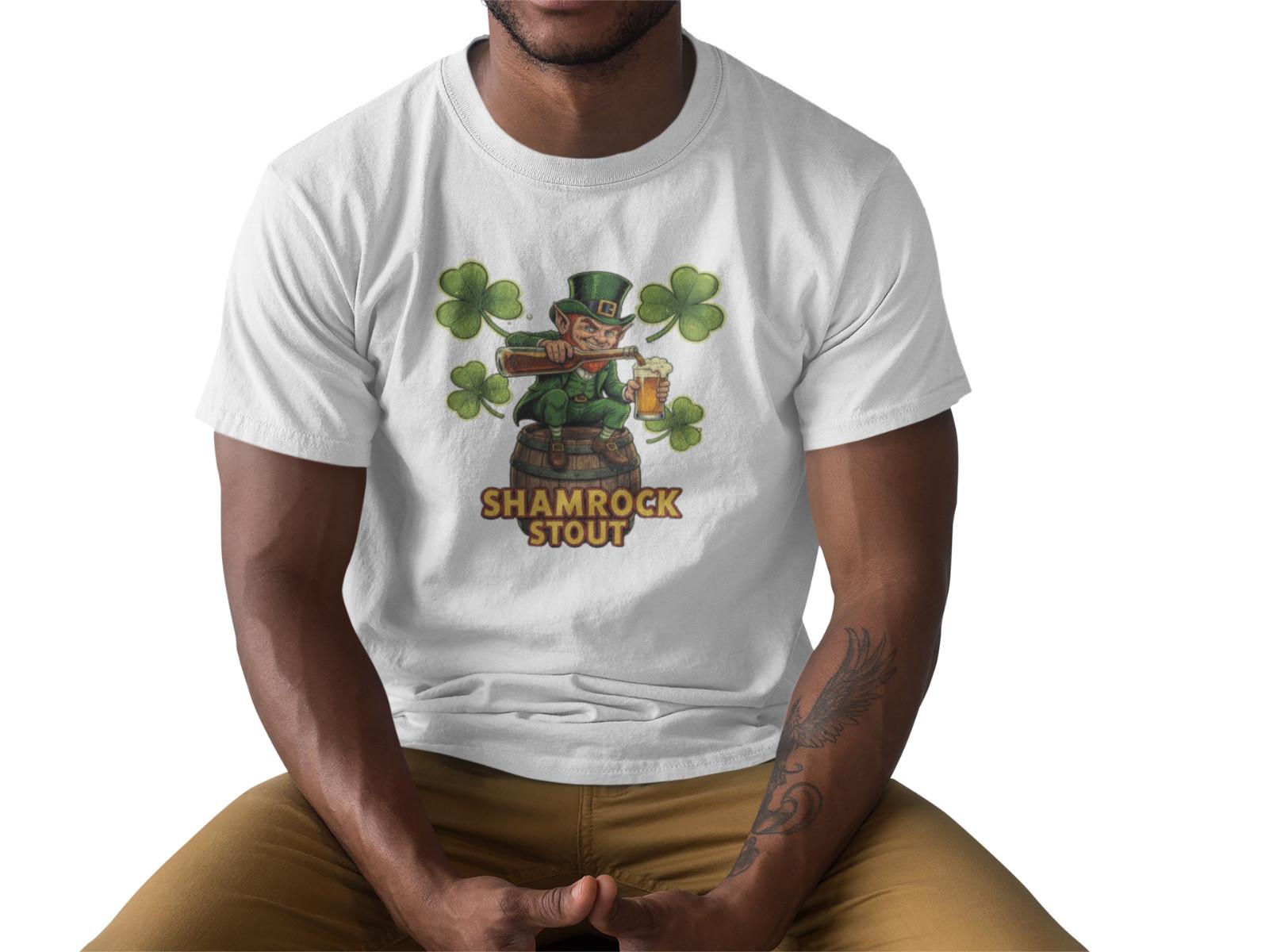 Shamrock Stout T-Shirt Funny Leprechaun Beer Irish St Patricks Day Graphic A50 S