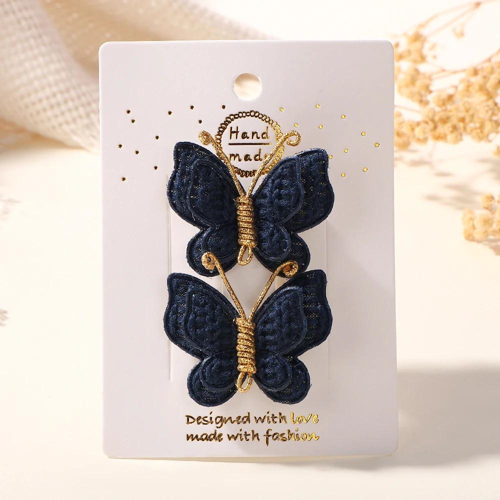 

2Pcs/set Solid Butterfly Hair Clips Baby Girls Leather Kids Bows Hairpins Barrettes for Children Headwear Hair Acesssories Gift