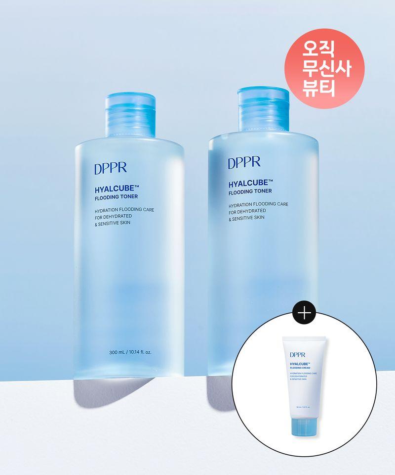 [2-pack] Hyaluronic Acid HyalCube Mildly Acidic Moisturizing Toner 300ml (+Free Moisturizing Cream 30ml)