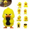 Decoración de Expresión Divertida Figura Estatua de Pato Amarillo Impresa en 3D con Expresiones Vívidas Decoración para Salpicadero de Coche Adornos de Escritorio Miniatura Lindos