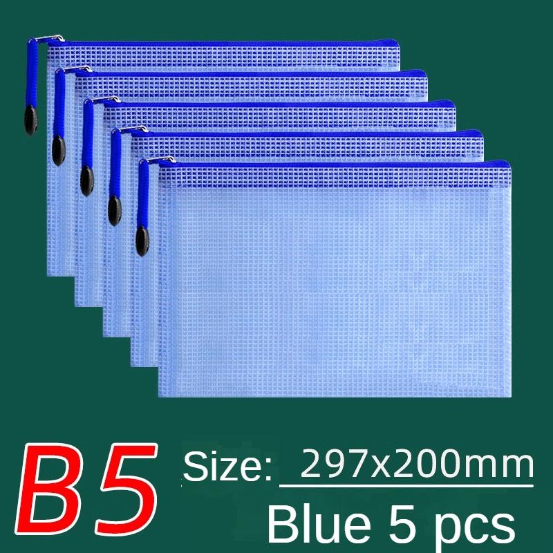 10 pezzi A4 File Bag Trasparente Mesh A5 Data Zipper Storage Bag B5 Student Test Paper Drawing Bag Office Waterproof Document Bag