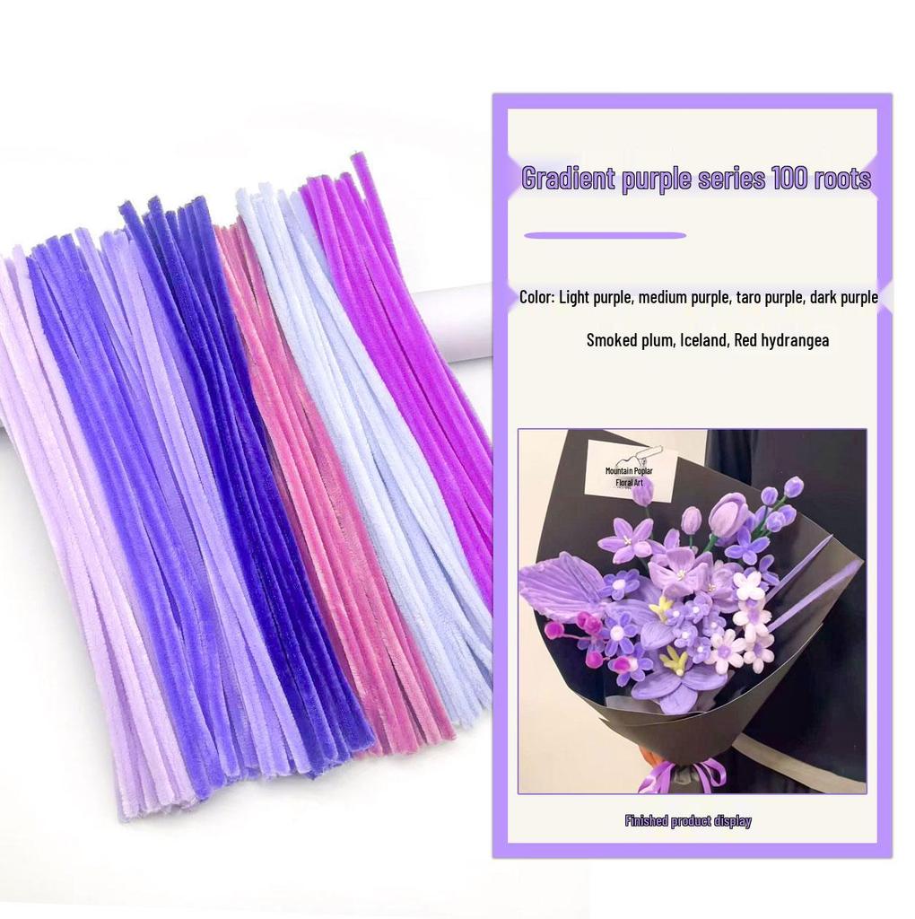 Thickened White Chenille Pipe Cleaners - Mixed Colors for DIY Bouquet Crafts