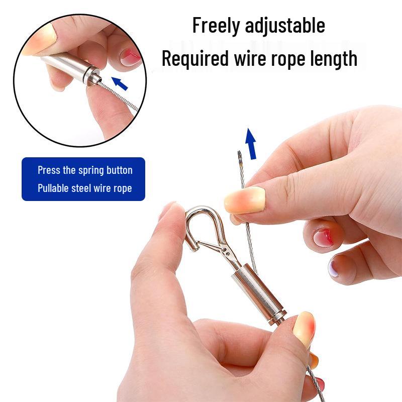Adjustable Stainless Steel Wire Hanging Kit with Hook for Ceiling Signs and Luminaires