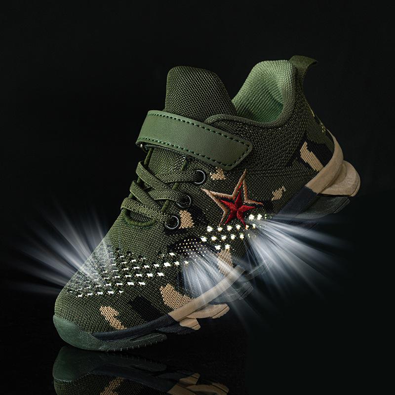 Children's camouflage shoes 2025 summer camp boys and girls soft-soled military training shoes medium and older children's mesh sports shoes