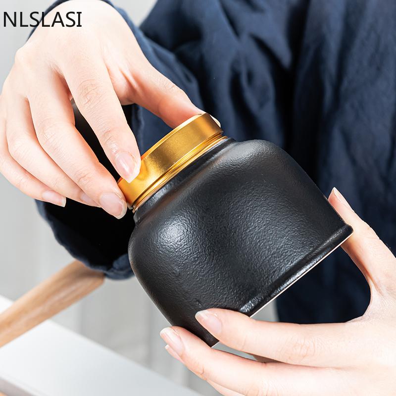 Carrito de té de cerámica, contenedores para té Tieguanyin, caja de té de viaje, tanque de almacenamiento, tarro de té sellado, lata de café, organizador de especias y dulces