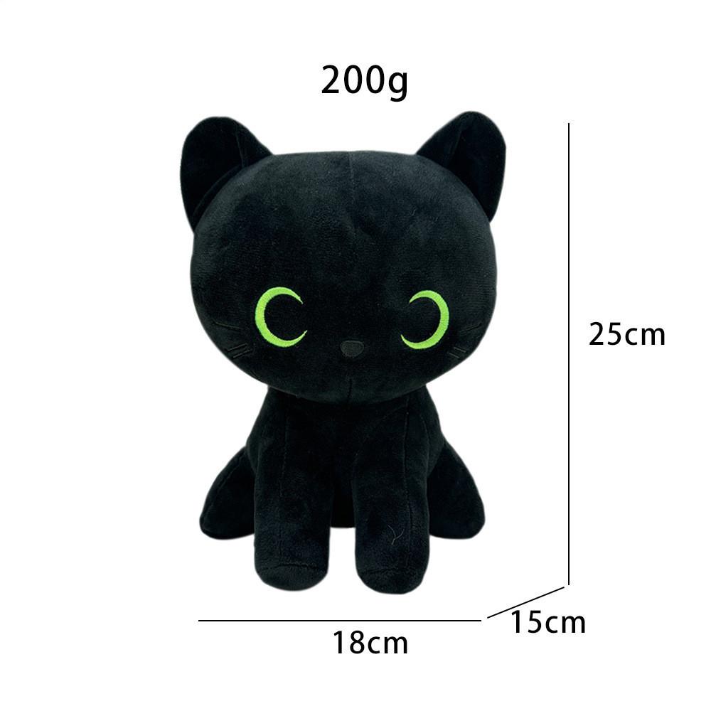 Black Cat Plush Toy With Green Eyes For Kids And Collectors зелёный