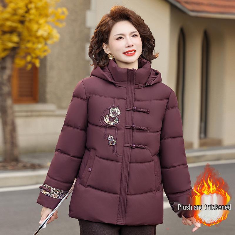 

Winter Warm Fleece-Lined Cotton Coat for Women Aged 40-60 XL (95-110 jin)
