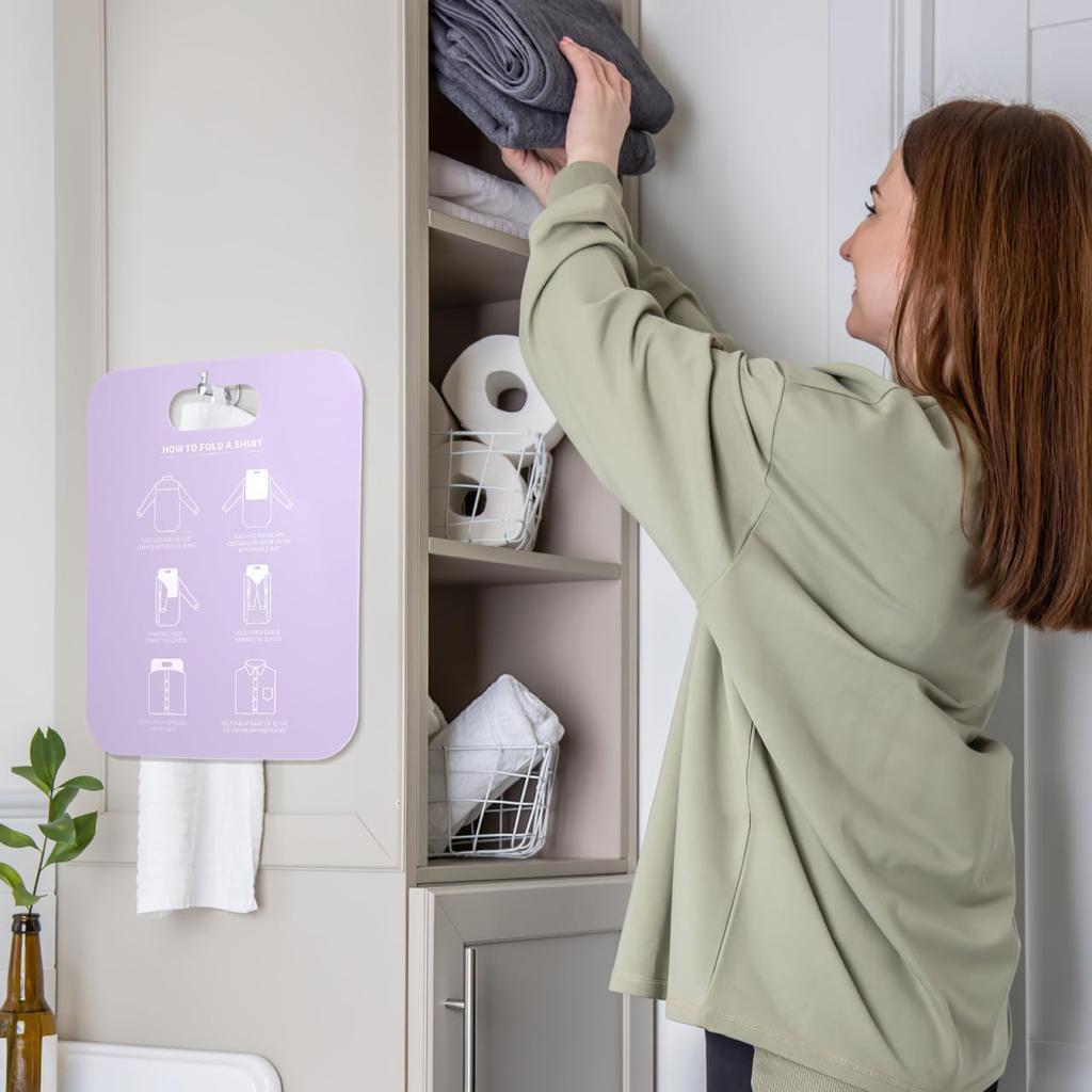 2 Pcs Shirt Folding Board, Portable Clothes Folder Plastic Laundry folders for Travel Adult White