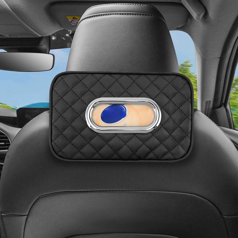

1PC Car mounted tissue box with straps, car use paper box, leather sun visor, paper box, car interior accessories чёрный