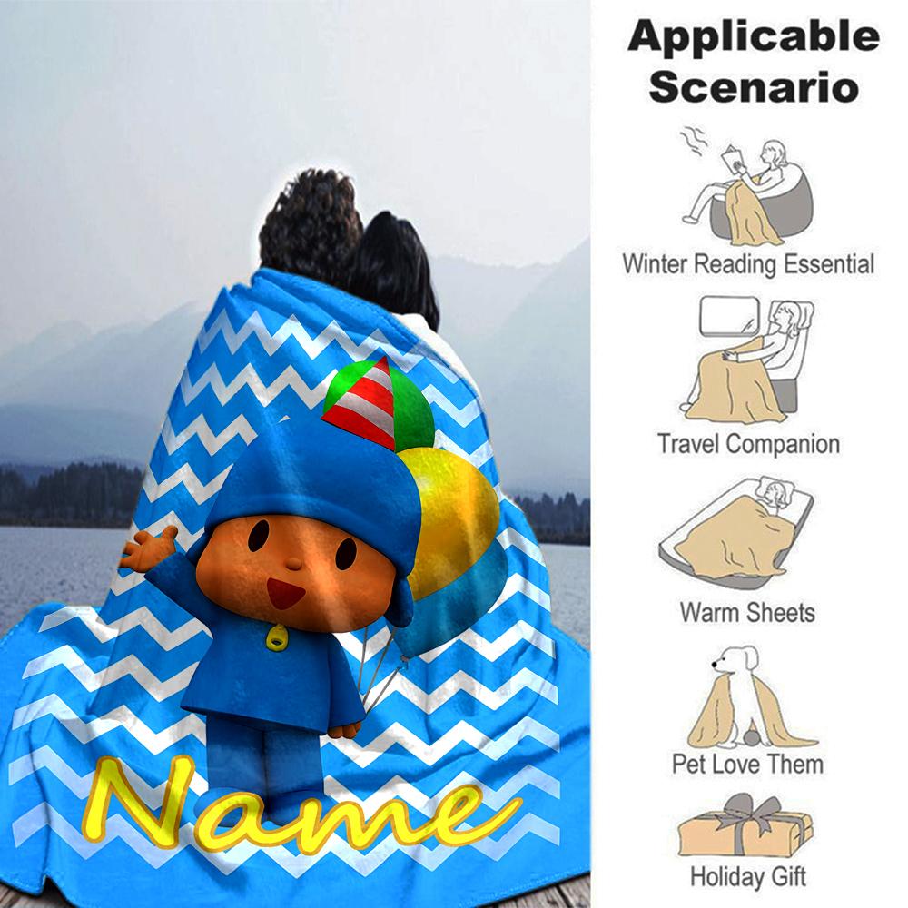 Customiz Name Personality Pocoyo Blanket Soft &Warm Sofa Office Bed Travel Lunch Break Blanket, Gift Suitable All Seasons