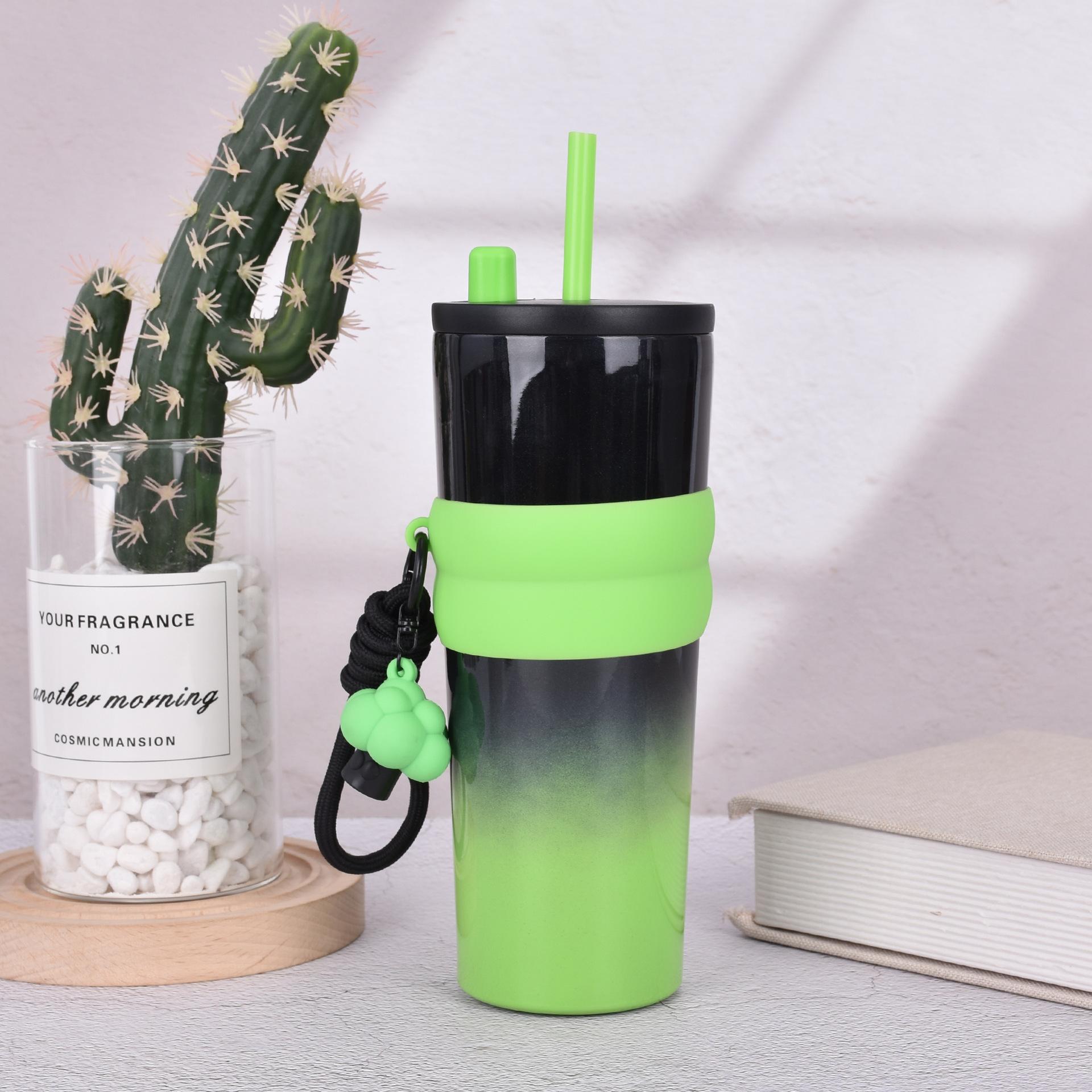 

316 stainless steel Bingba cup accompanying vacuum straw cup outdoor with lifting rope portable thermos cup sports 710ml