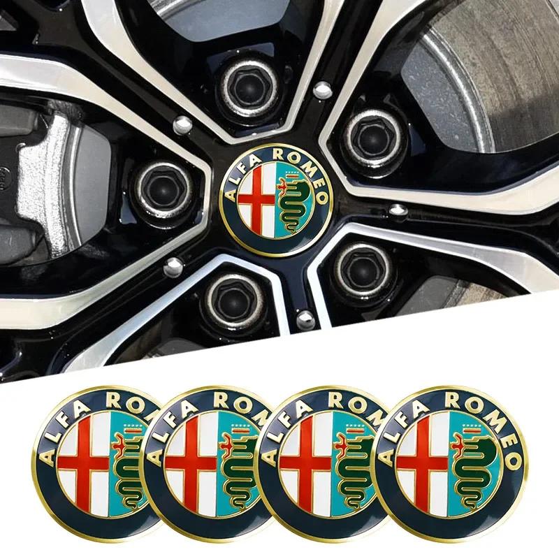 60mm/65mm Car Wheel Rim Tire Hubcap Sticker Decals for Alfa Romeo Giulia Giulietta 159 156 MITO Stelvio 147 Sportiva AccessoriesNC7