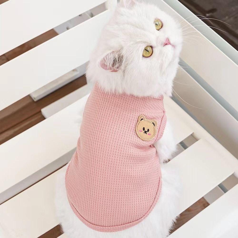 Breathable Dog Clothes Solid Color Pet Cat Clothing Cute Dog Vest