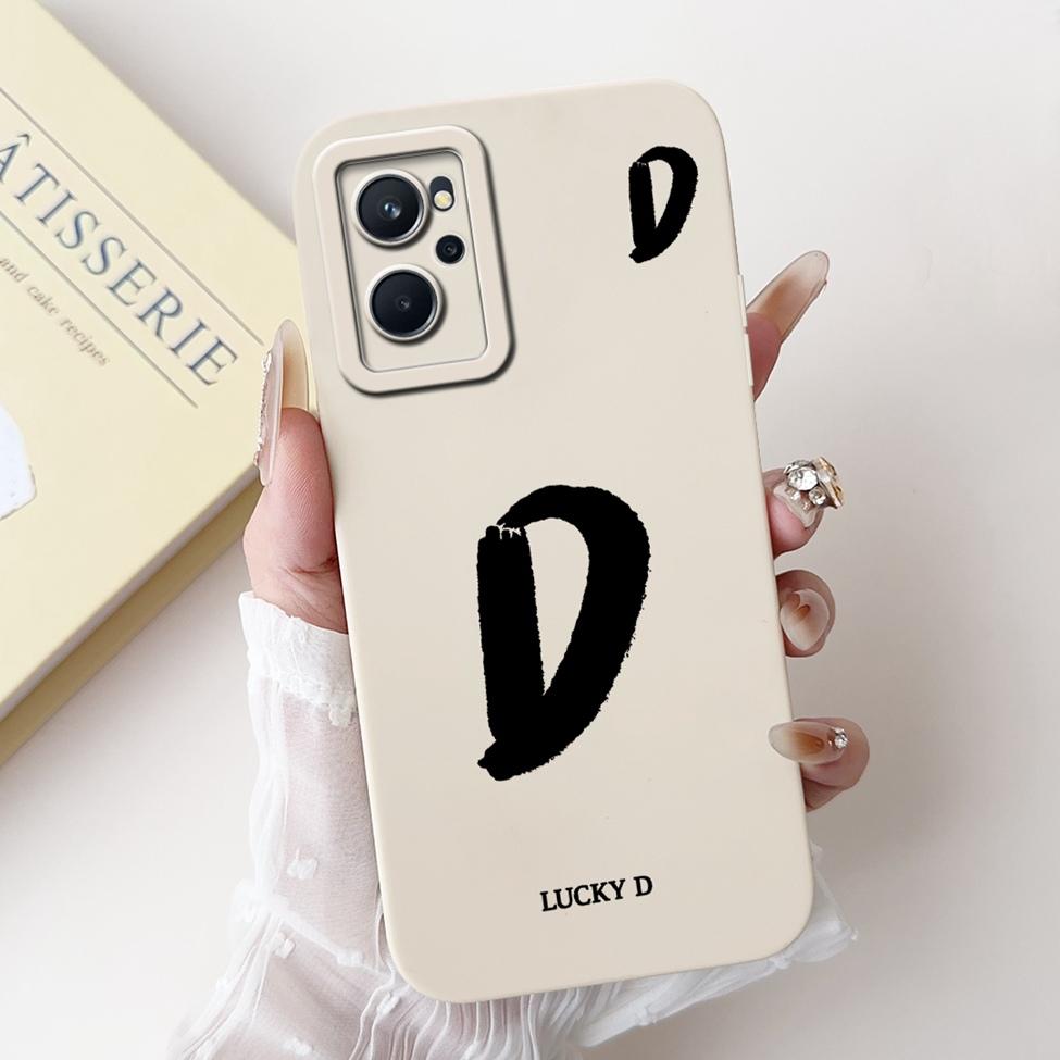 For Realme 9i 4G RMX3491 Cover For Realme 9i 4G Case Simple Fashion Luxury Letters A-Z Pattern Design Silicone Shockproof Bumper