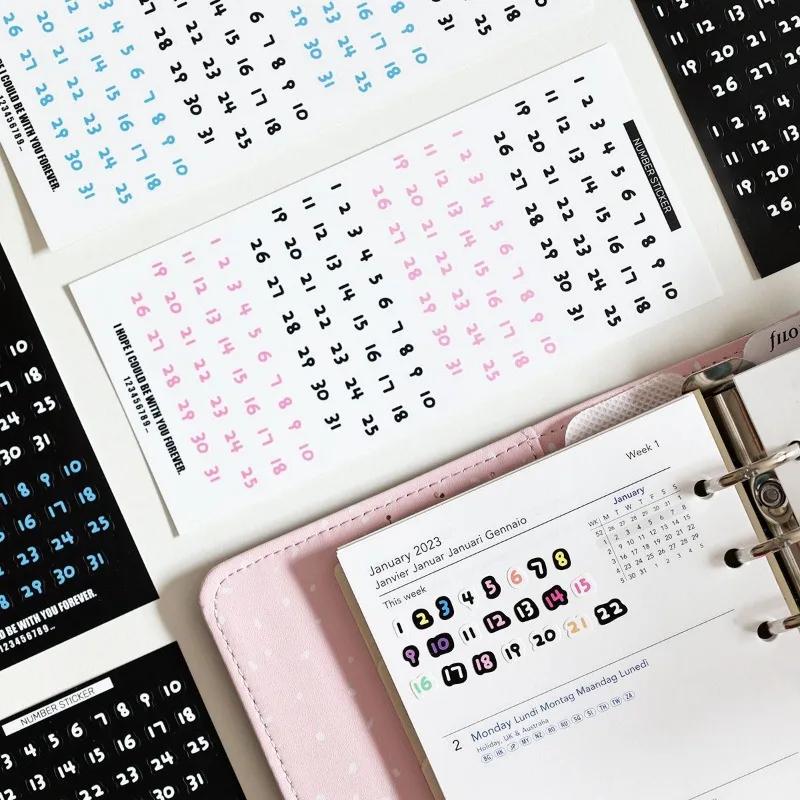 1 buc. Font drăguț pentru copii de desene animate Nr. 1 ~ 31 Autocolante de numere Calendar Planner Scrapbooking Jurnal Zi lunară Zilnic Oră Etichetă Decorare
