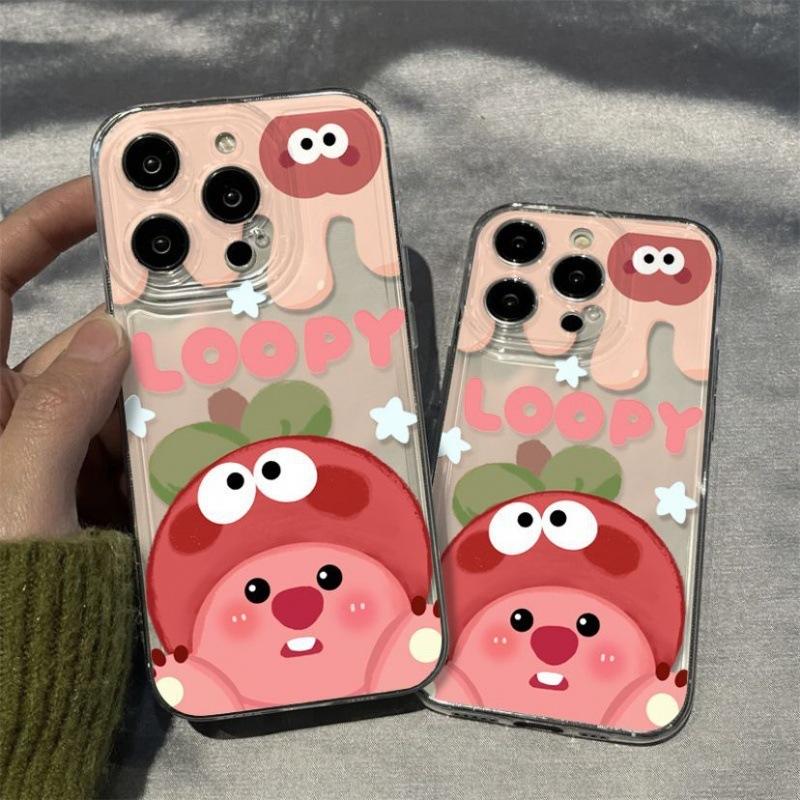 Strawberry loopy beaver for iPhone15 mobile phone case 14 new 13/12 anti-drop 11promax fun XS