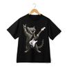 Rock'N Roll Katze Gitarre Spielend Lustige Musik Grafik T-Shirt Retro Kätzchen Tee