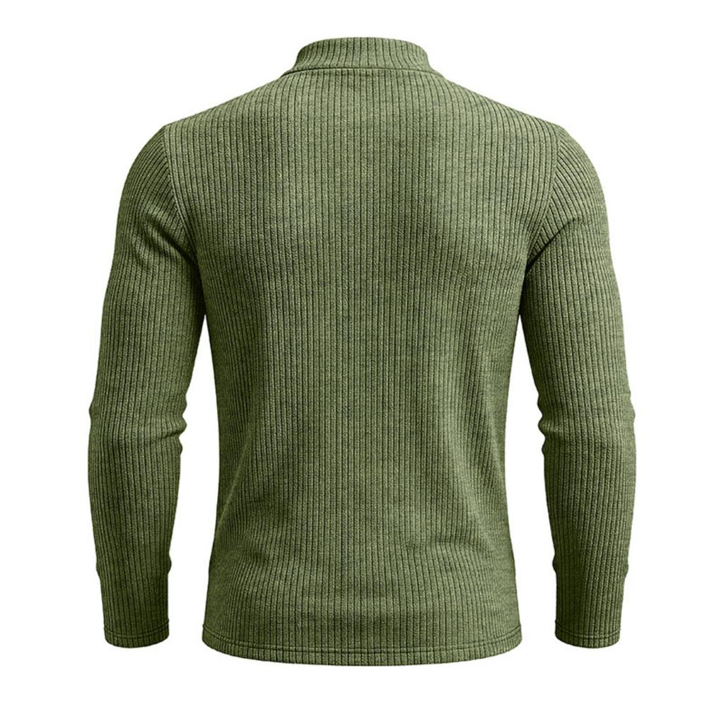 Men's Long Sleeve Stand Collar Knit Pullover Base Layer T-Shirt